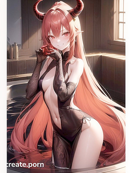 Long-Haired Blonde in Seductive Hentai AI Image Image
