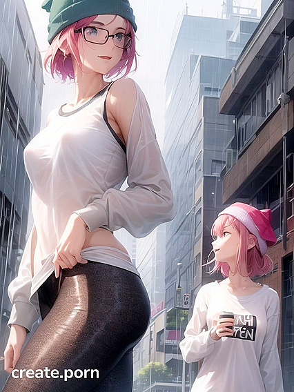 Horny Girl 18+ with Big Round Glasses in Seductive Hentai AI Image