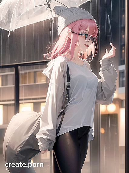 Hentai Girl 18+ with Big Round Glasses Gets Pleasured by AI Image