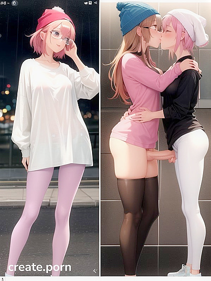 Hentai Goddess with Big Circular Glasses Teases in Steamy Hentai AI Image Image