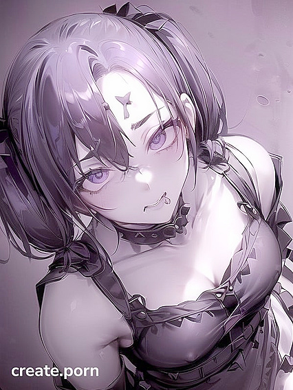 Goth Girl 18+ in Short Dress and Low-V-Cut Top Kneels for Intense Hentai Pleasure
