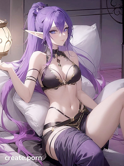 Astral Elf in Harem Pants Kissing a Gothic Succubus in Ripped Black Dress Hentai Fantasy