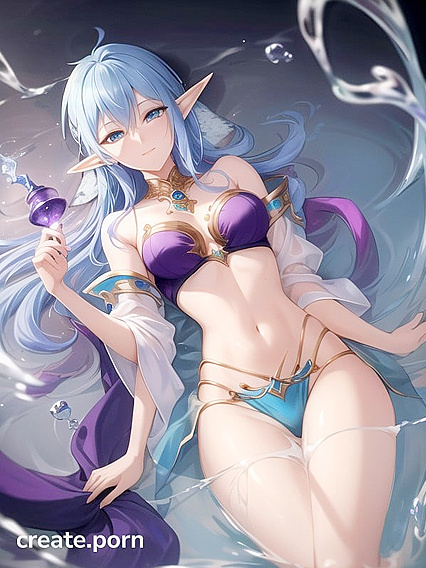 Soaked Astral Elf in Blue-Purple Harems Pants Tempts a Genie’s Lamp in Hentai Ecstasy