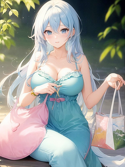 Beautiful Pastel-Colored Anime Girl 18+s in Vibrant Hentai AI Image Image