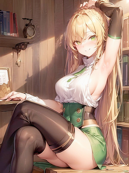 Long Fluffy Light Green Hair Hentai for Intense Pleasure Sessions