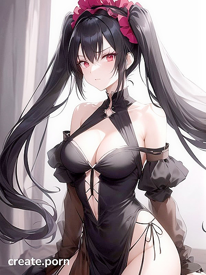 Goth Girl 18+ with Twin-Tails and Black Bandeau Tempts in Transparent Breeches in the Desert