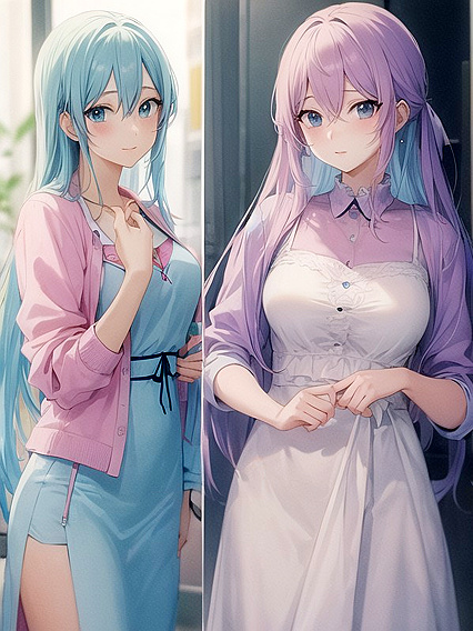 Vibrant Pastel-Colored Anime Beauty in Stunningly Drawn Hentai AI Image