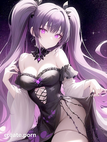 Goth Girl 18+ with Twin-Tails and Crystal Horns in Seductive Black Lace Panties