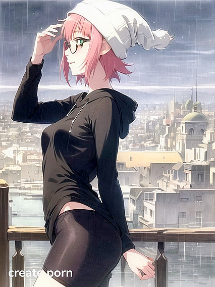 Hentai Goddess with Big Circular Glasses Seduces in Steamy Hentai AI Image Image