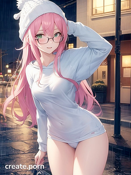 Hentai Goddess with Big Round Glasses Seduces in Steamy Hentai AI Image Image