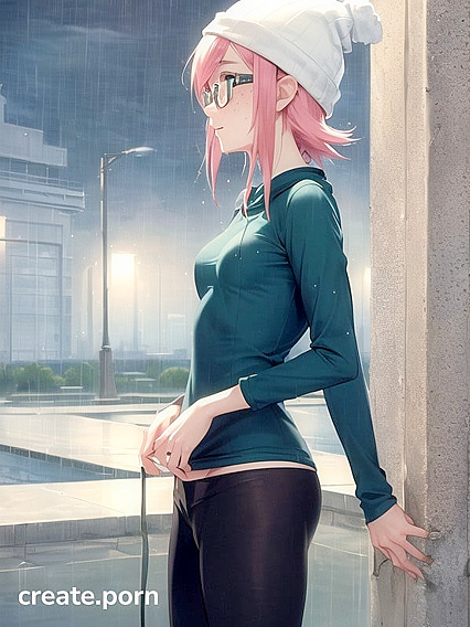 Horny Girl 18+ with Big Round Glasses Gets Wild in Hentai AI Image