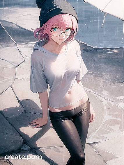 Hentai Goddess in Big Round Glasses Teases with Seductive Moves
