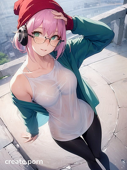 Hentai Chick with Big Round Glasses Gets Wild in Steamy Hentai AI Image Action