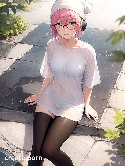 Hentai Chick with Big Round Glasses Gets Intimate in Steamy Hentai AI Image Image