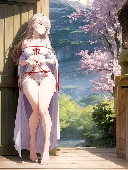 Mountain Spring Seduction - Full Body Views Under the Glowing Moon in HentaiErotica