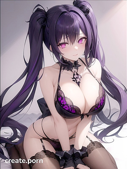 Goth Girl 18+ with Crystal Horns and Twintails Sparkles in Black Lace for Galactic Hentai Fun