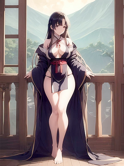 Wide Hips and Seductive Sitovers in Over-the-Shoulder Hentai AI Image