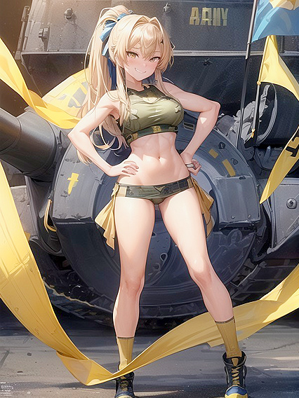 Army Tanks and Colorful Flags Heat Up in Intense Hentai AI Image
