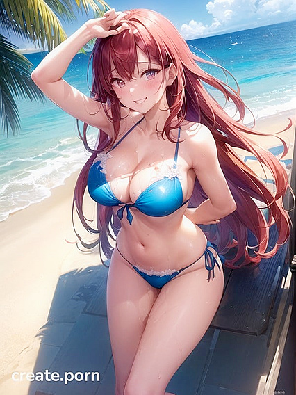 Public Beach Bliss - People Watch as Passion Unfolds in Steamy Hentai AI Image