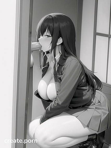 Big-Titted Teacher Sucks Her Male Student's Dick in Naughty Hentai Sex Image