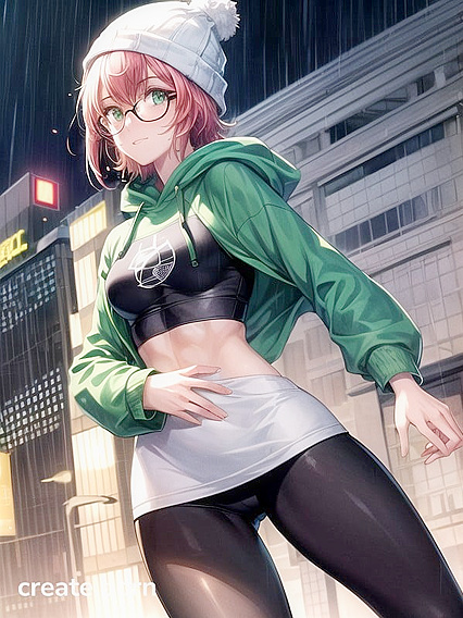 Freckled Beauty in Green Outfit Enjoys Hardcore Hentai AI Image