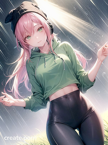 Horny Girl 18+ in Big Round Glasses and Green Outfit Gets Wild in Hentai AI Image