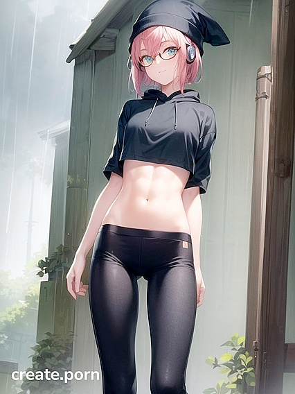 Horny Girl 18+ in Big Round Glasses and Green Outfit Teases in HentHentai AI ImageIA