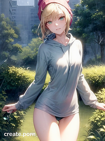 Big-Round Gazed Girl 18+ in Green Outfit Seduces in Hot Hentai AI Image