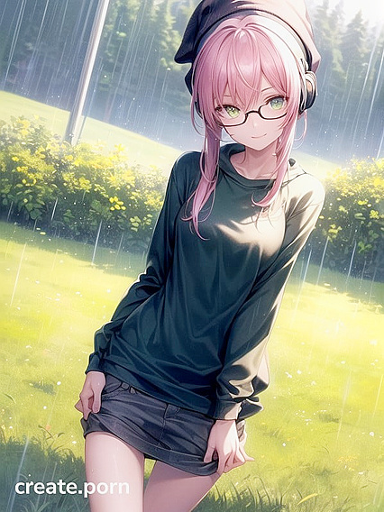 Big-Round-Glasses Girl 18+ in Green Outfit Seduces in Steaming Hentai AI Image