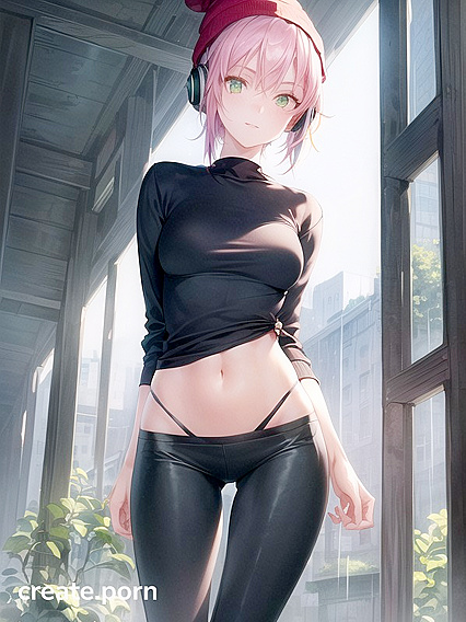 Big-Round-Glasses Chick in Green Outfit Gets Wild in Hentai AI Image