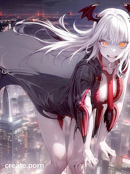 Vampire Teeth and Mixtured Hair Comets in Seductive Hentai AI Image
