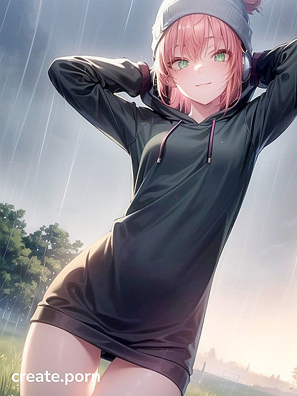 Big-Round-Glasses Chick in Green Outfit Seduces You in Hentai AI Image