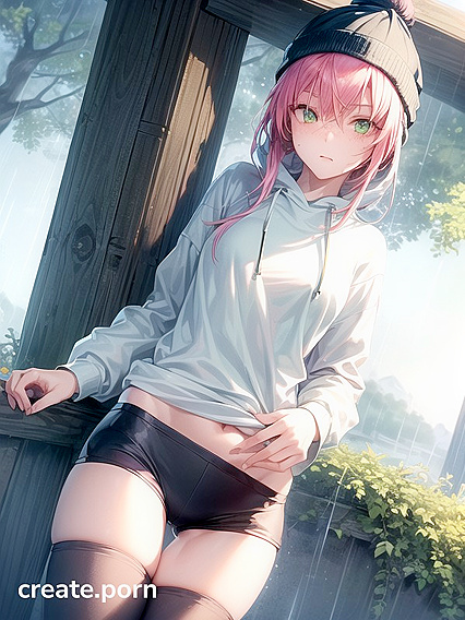 Horny Girl 18+ in Big Round Glasses and Green Clothes seduces in Steamy Hentai AI Image