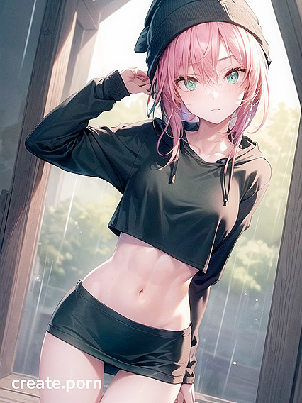 Big-Round-Glasses Babe in Green Outfit seduces in Steamy Hentai AI Image