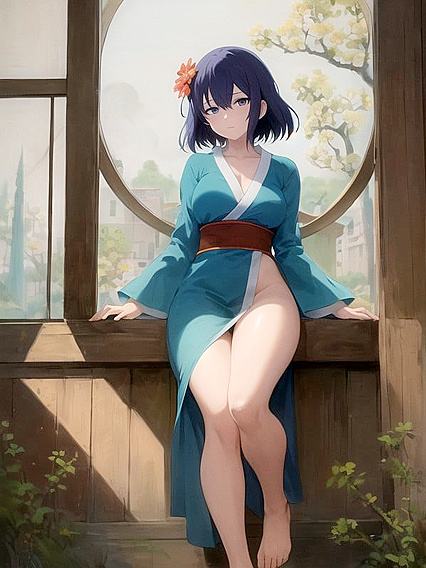 Monk's Robe Reveals Thick Thighs and Curvy Hips in Seductive Hentai AI Image