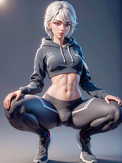 Small-Breasted Beauty in Leggings Shows Off During Seductive Squats