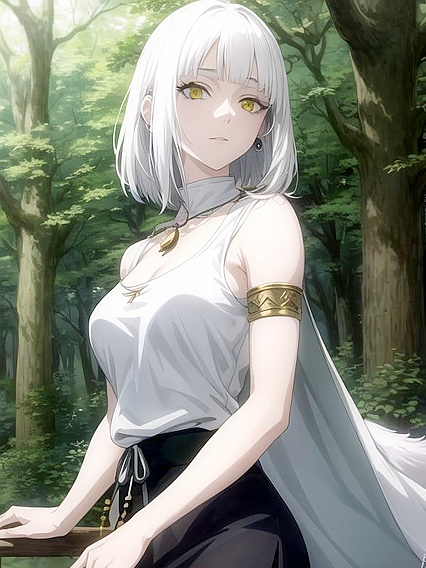 Anime Girl 18+ with Parted Bangs and Tooth Necklace in Studio Ghibli Style Hentai Pleasure