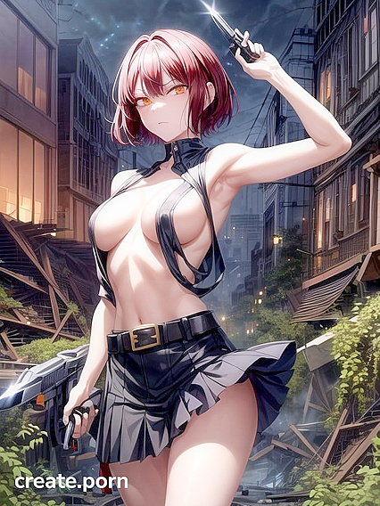Cityscape Choked by Plants and Vines in High-Res Hentai AI Image