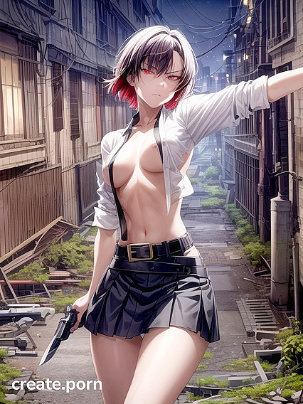 Overgrown Cityscapewith Plants and Vines, Intense Facial Expressions in B&W Hair Hentai Sex