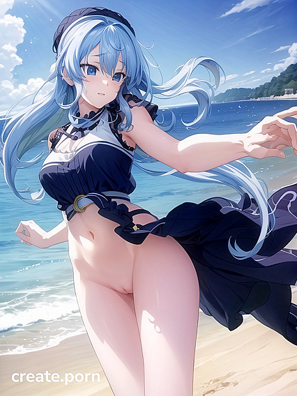 Beach Bliss - Ocean Views Enhance Happy Fun Times in Steamy Hentai AI Image