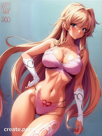 Tanned Beauty with Heavy Makeup and Rolled Down Socks in Seductive Hentai AI Image