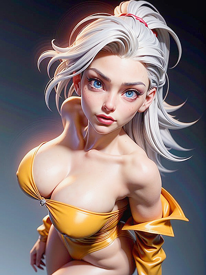 Red Halo Above Her White Hair - A Captivating Hentai Adventure