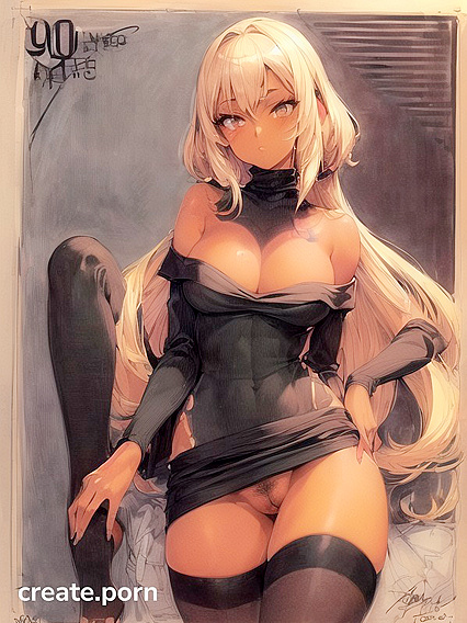 Black Pubic Hair Goddess Teases Without Panties in Seductive Hentai AI Image