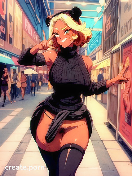 Brown-Eyed Girl 18+ in Loose Sweater Goes Commando for Steamy Hentai AI Image