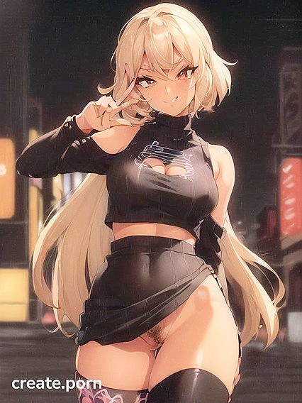 Heavily Made-Up Beauty with Dark Pubes and Bold Brows in Steamy Hentai AI Image