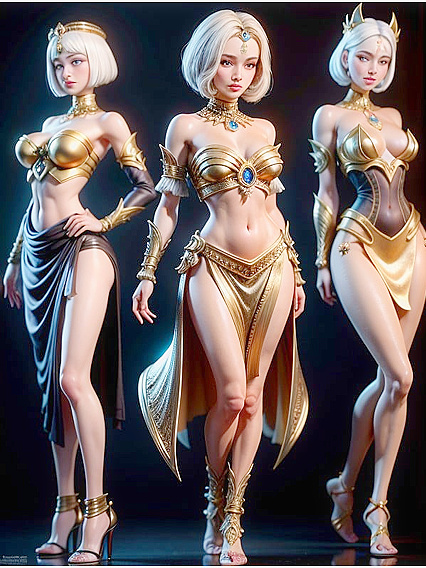 Arabian Royal Concubine with Bare Feet and Short Hair in Seductive Hentai AI Image