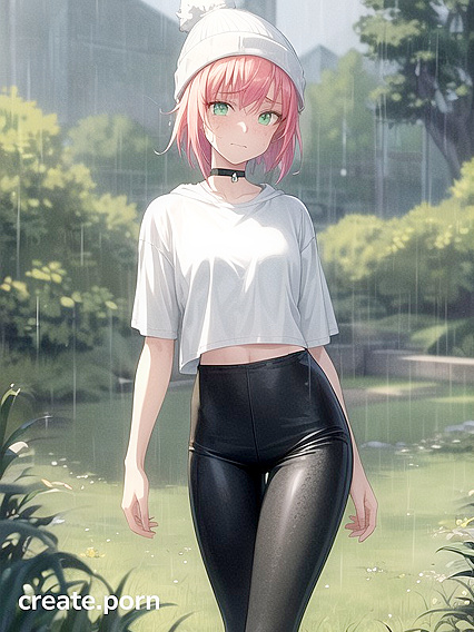 Freckled Beauty in Green Clothing Wears Oversized Hoodie for Steamy Hentai AI Image