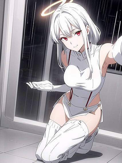 White-Haired Beauty Bangs Hard While Rocking Sunglasses AI Hentai AI Image