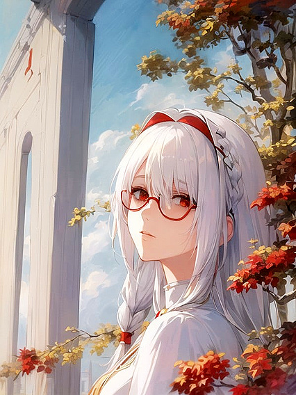 Bangs and Sunglasses on Top with a Seductive Red Halo Hentai AI Image
