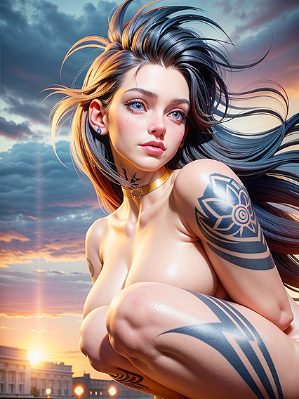 Goth Chick with Pale Skin Seduces in Steamy Hentai AI Image